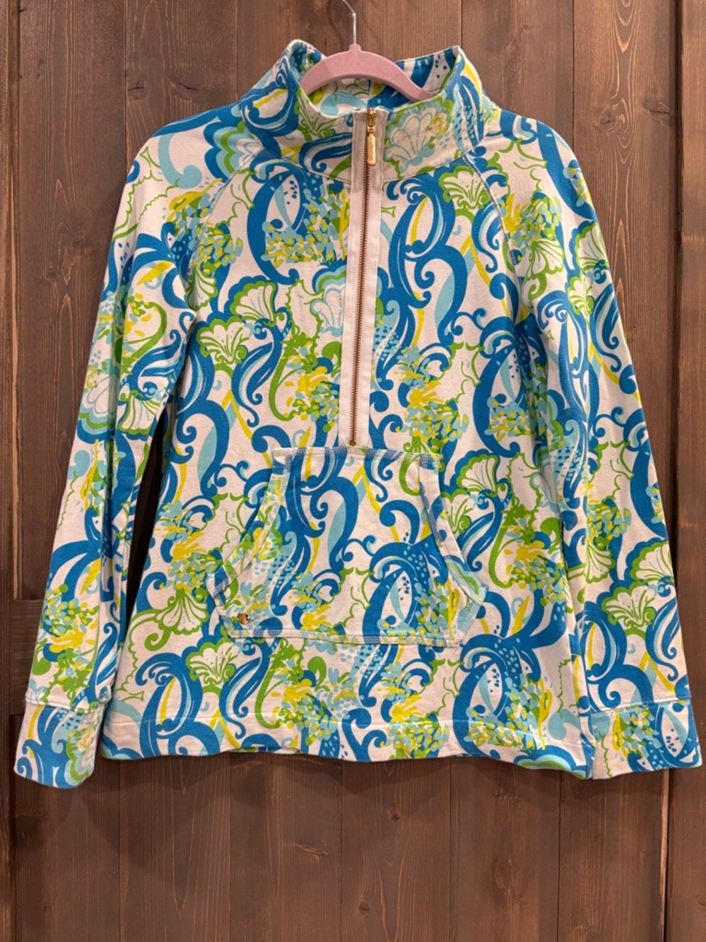 Lilly Pulitzer Crystal Coast Skipper Popover 1/2 Green & Blue